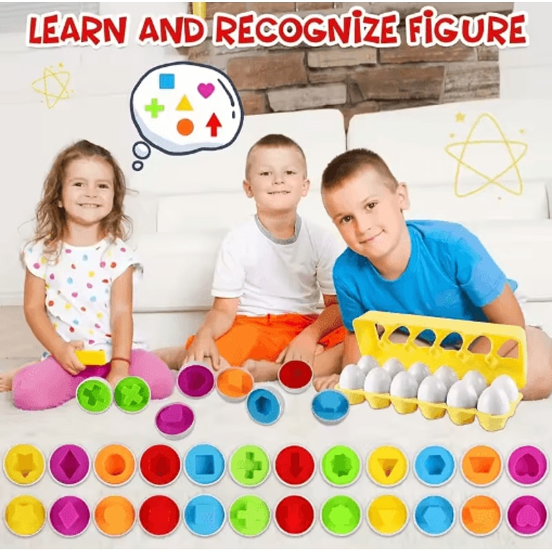 12 Piece Colorful Egg Shaped Jigsaw Puzzle Set For Toddlers Early Learning Motor Skills Toy 1