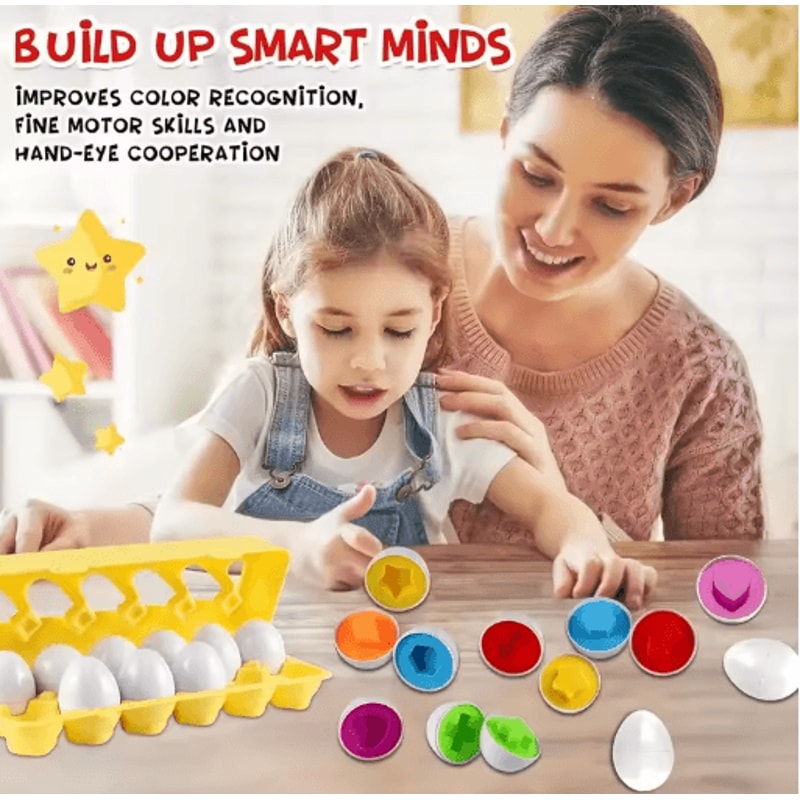 12 Piece Colorful Egg Shaped Jigsaw Puzzle Set For Toddlers Early Learning Motor Skills Toy 2