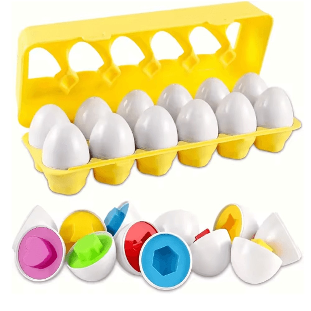 12 Piece Colorful Egg Shaped Jigsaw Puzzle Set For Toddlers Early Learning Motor Skills Toy 0