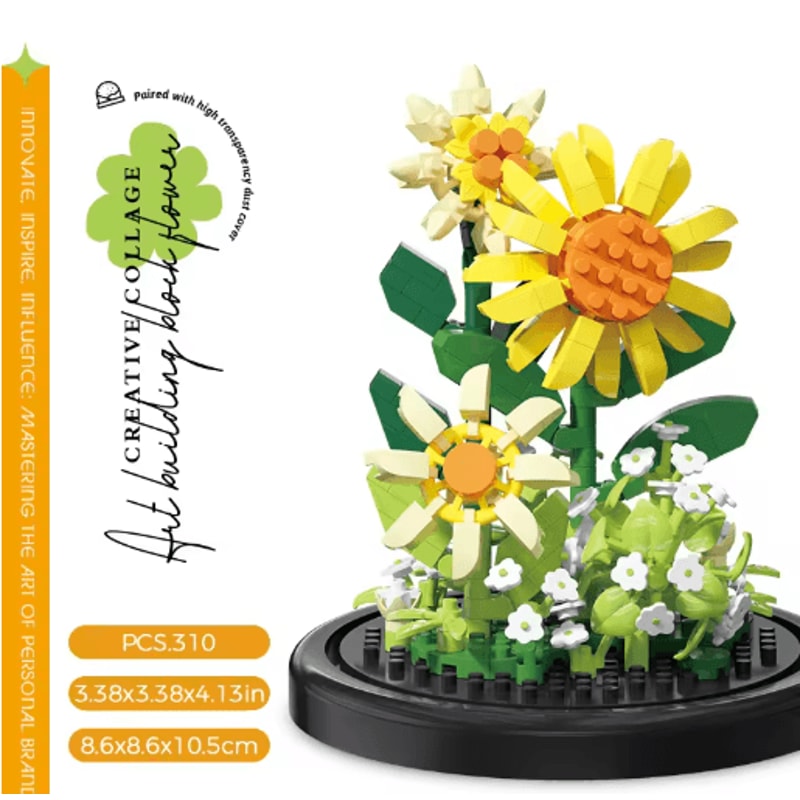 DIY Micro Building Block Sunflower Bouquet Handmade Puzzle Toy Desktop Decoration Gift 16