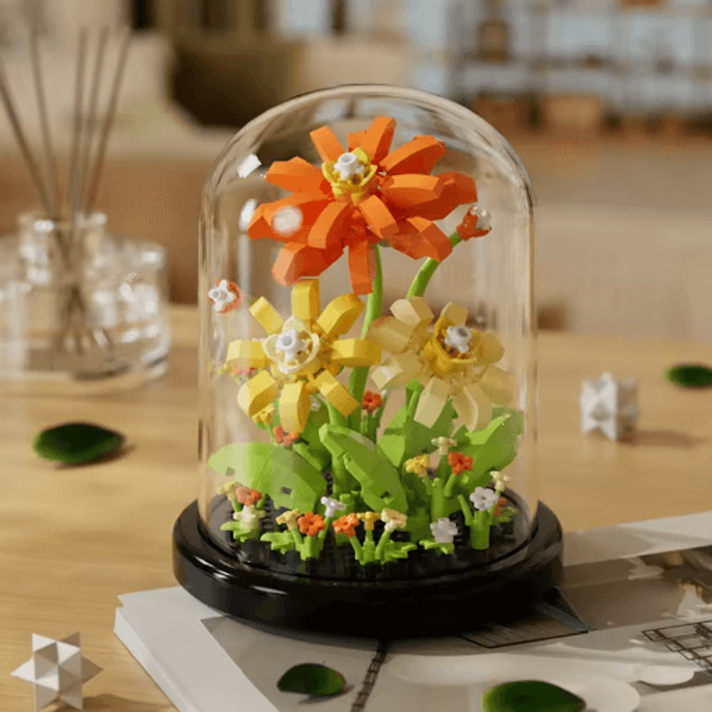 DIY Micro Building Block Sunflower Bouquet Handmade Puzzle Toy Desktop Decoration Gift 4