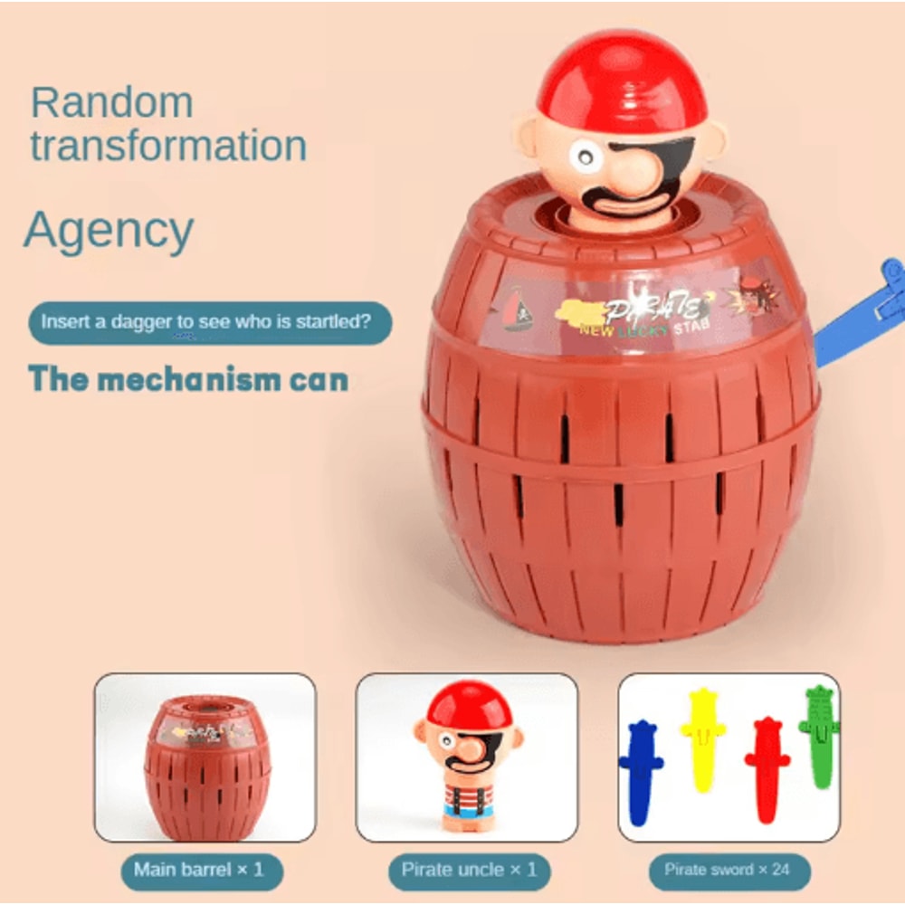 Pirate Barrel Sword Game For Kids Interactive Wooden Prank Board Game 1