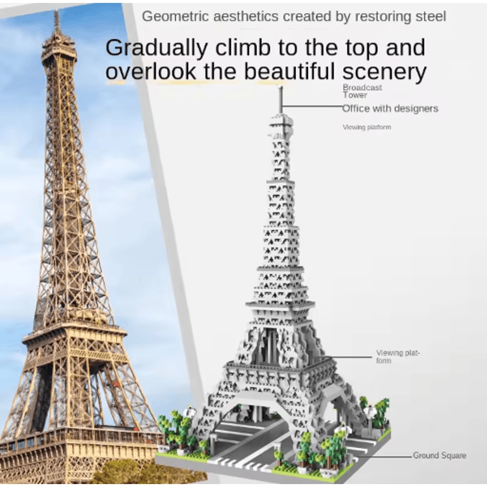 Paris Eiffel Tower Micro Building Block Set Decorative Desktop Assembly Ornament 7