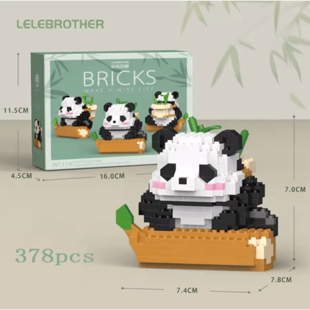 Micro Particle Panda Building Block Set Cartoon Puzzle Assembly Toy For Kids 7