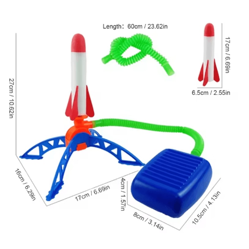 Foot Powered Flying Rocket Launcher Toy Outdoor Stomp Rocket Cannon For Kids 3