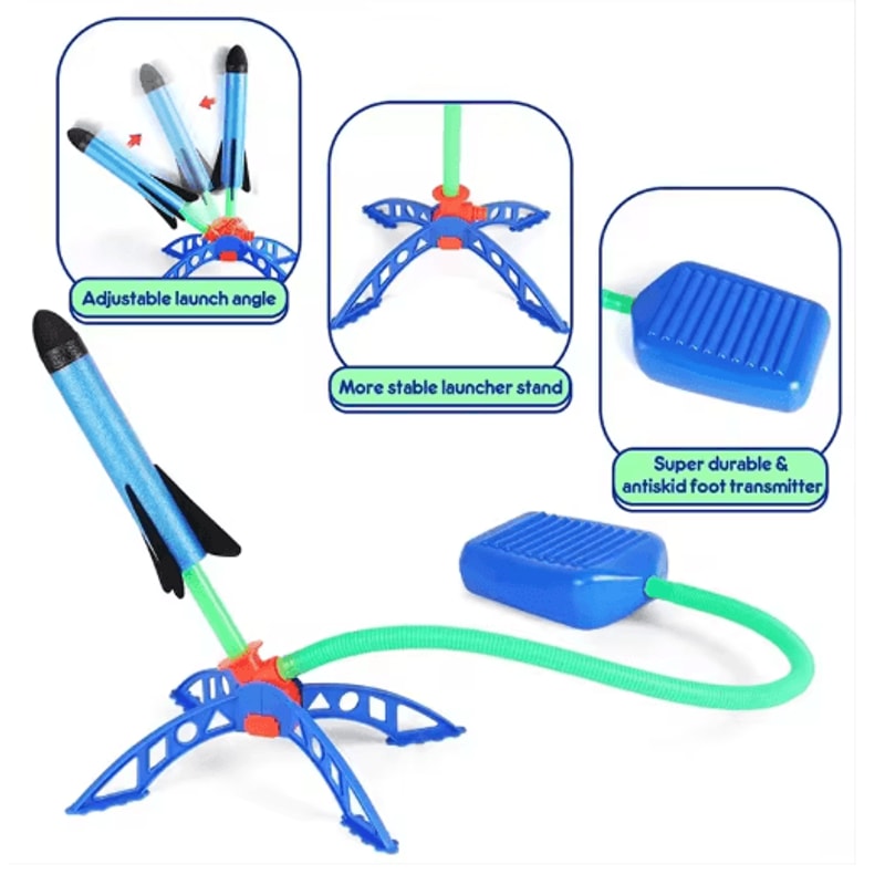 Foot Powered Flying Rocket Launcher Toy Outdoor Stomp Rocket Cannon For Kids 4
