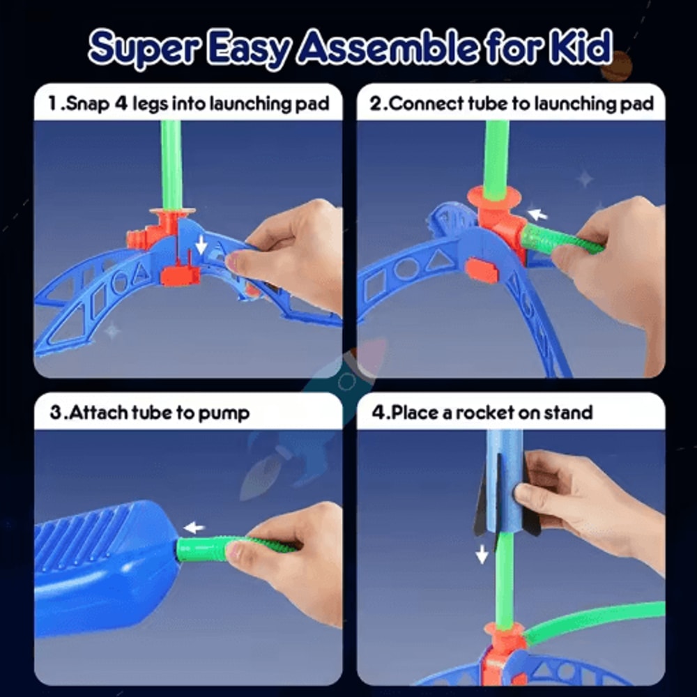 Foot Powered Flying Rocket Launcher Toy Outdoor Stomp Rocket Cannon For Kids 5