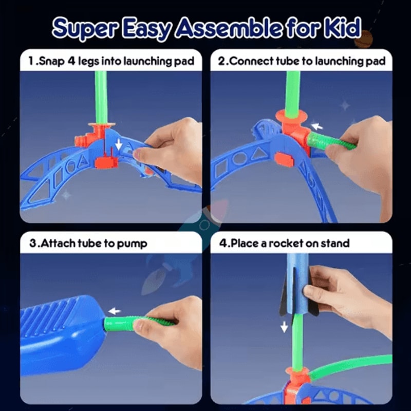 Foot Powered Flying Rocket Launcher Toy Outdoor Stomp Rocket Cannon For Kids 5