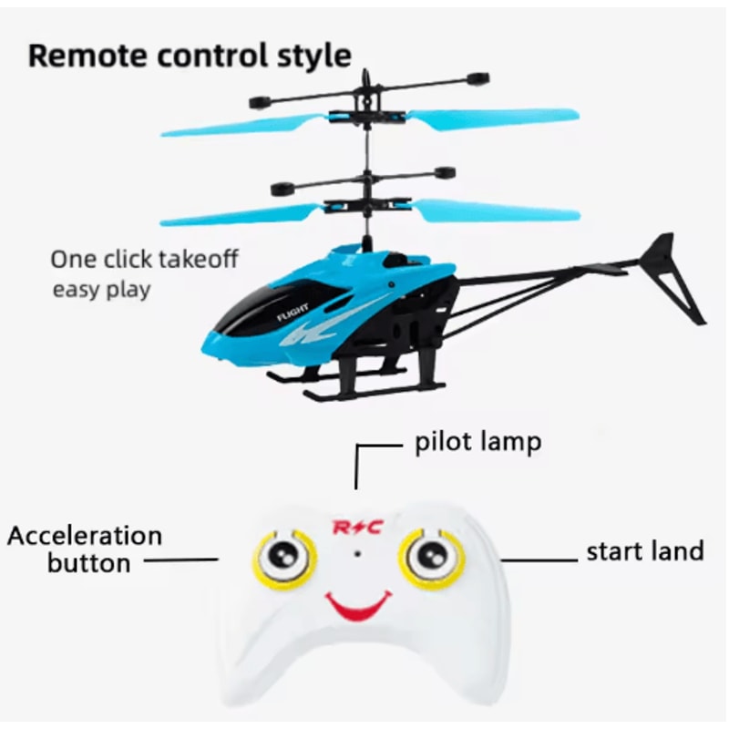 Rechargeable Induction RC Helicopter Drone Two Way Control Indoor Flying Toy For Kids 5