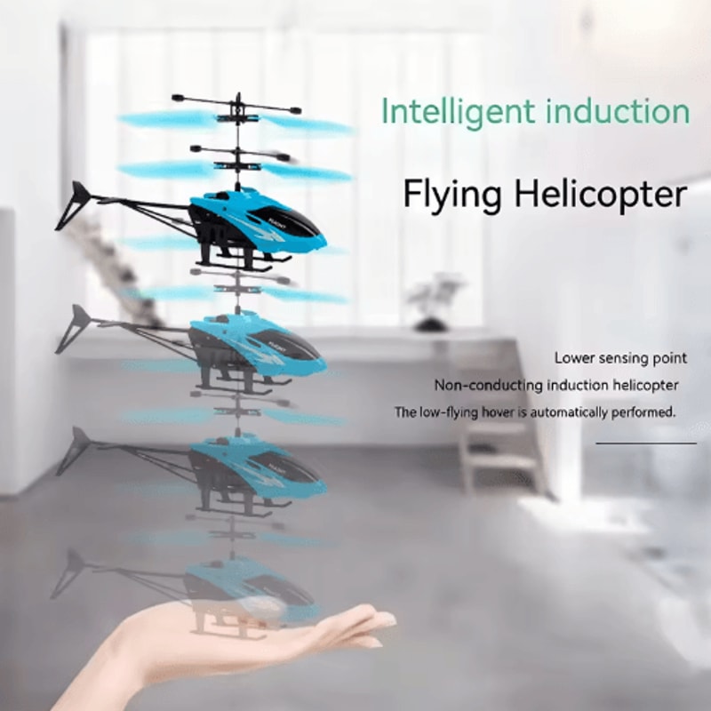 Rechargeable Induction RC Helicopter Drone Two Way Control Indoor Flying Toy For Kids 6