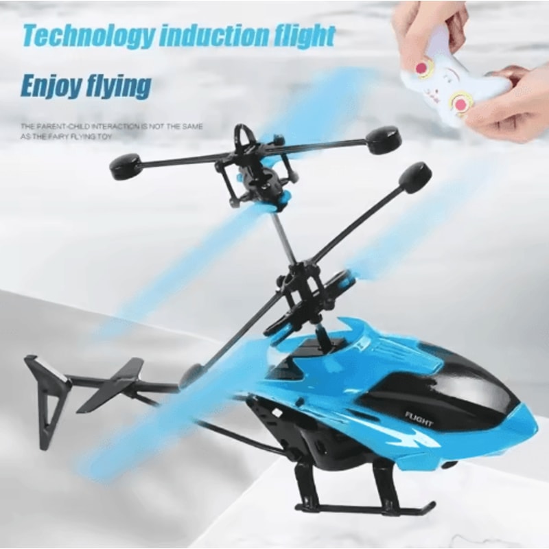 Rechargeable Induction RC Helicopter Drone Two Way Control Indoor Flying Toy For Kids 8