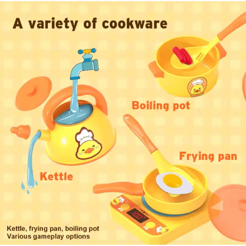 Childrens Play Kitchen Set With Induction Cooker Complete Pretend Cooking Toy For Girls 6
