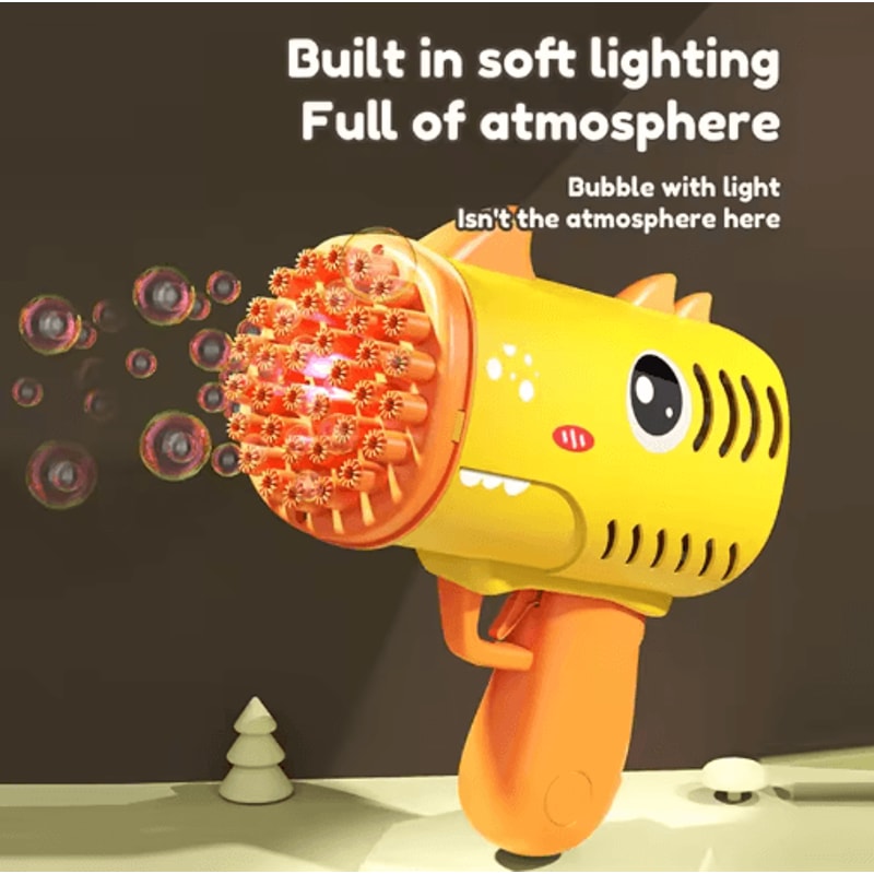 35 Hole Dinosaur Bubble Gun For Kids Battery Free Outdoor Party Bubble Toys 4