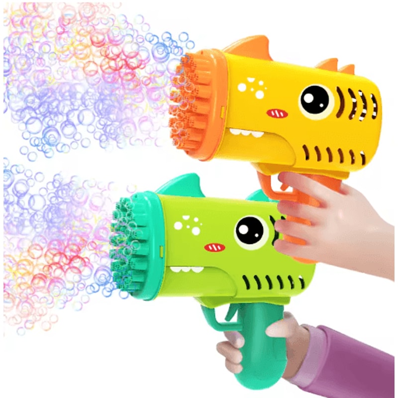 35 Hole Dinosaur Bubble Gun For Kids Battery Free Outdoor Party Bubble Toys 0