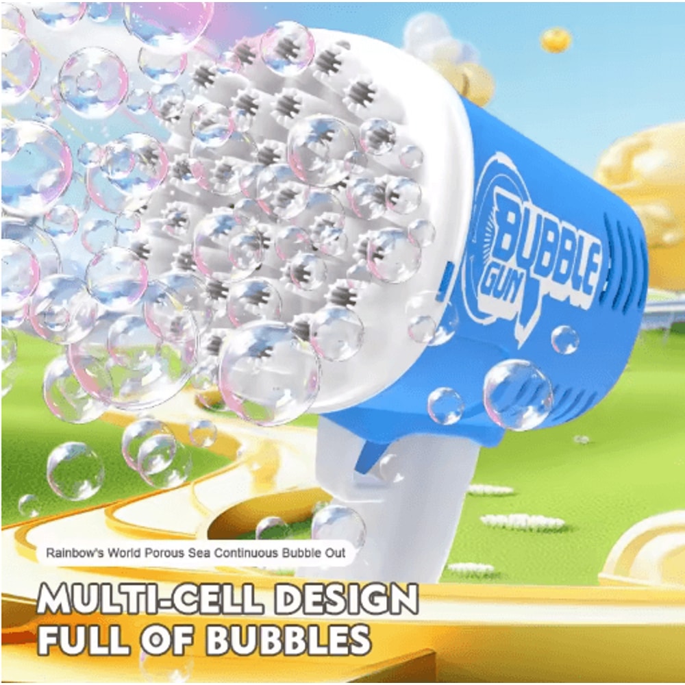 35 Hole Childrens Bubble Gun Battery Free High Output Party Bubble Blaster 7