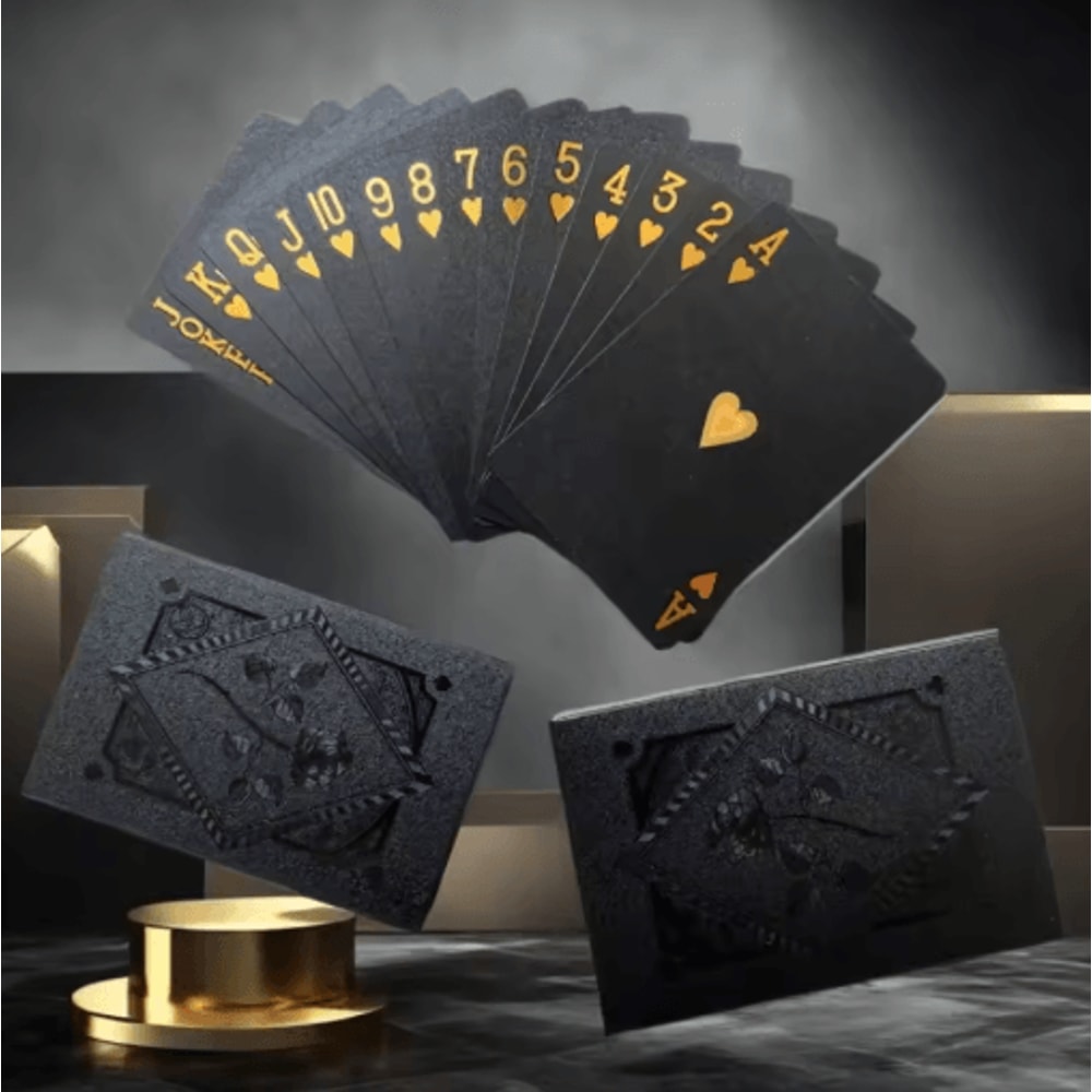 Black Gold Waterproof Playing Cards Luxury Poker Deck For Games Magic Collectors 4