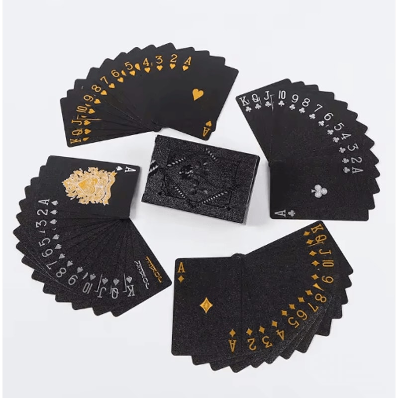 Black Gold Waterproof Playing Cards Luxury Poker Deck For Games Magic Collectors 5