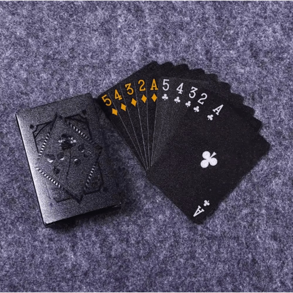 Black Gold Waterproof Playing Cards Luxury Poker Deck For Games Magic Collectors 0