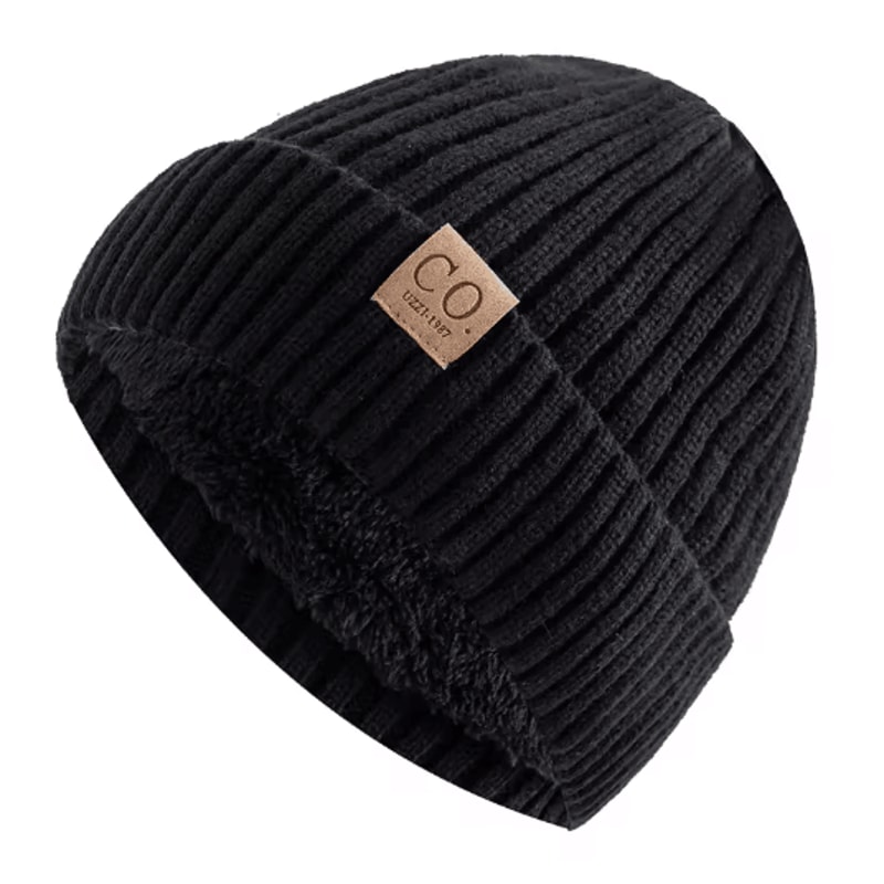 Unisex Two Tone Fur Lined Winter Beanie Warm Knitted Hat For Men Women 5