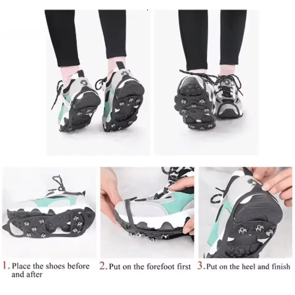 8 Teeth Ice Gripper Spikes Anti Slip Shoe Covers For Winter Hiking Snow Traction 3