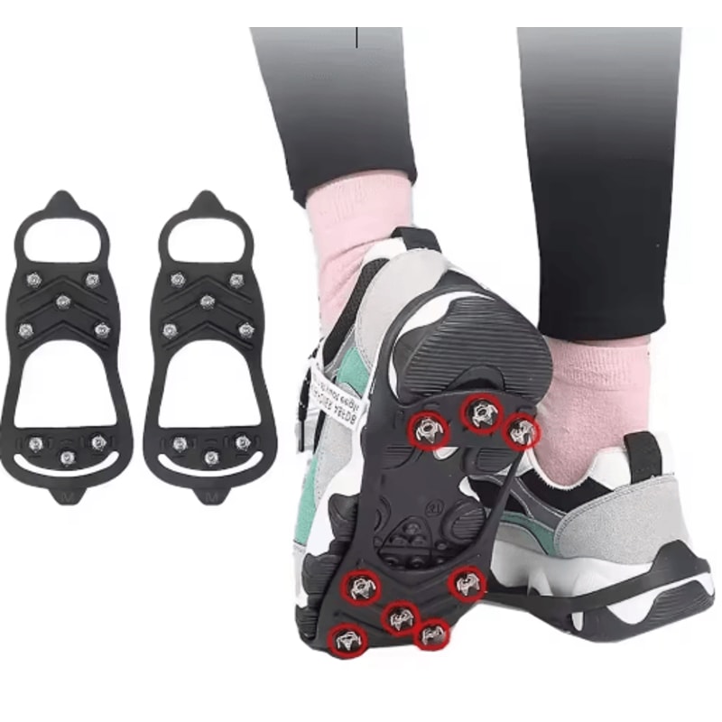 8 Teeth Ice Gripper Spikes Anti Slip Shoe Covers For Winter Hiking Snow Traction 0
