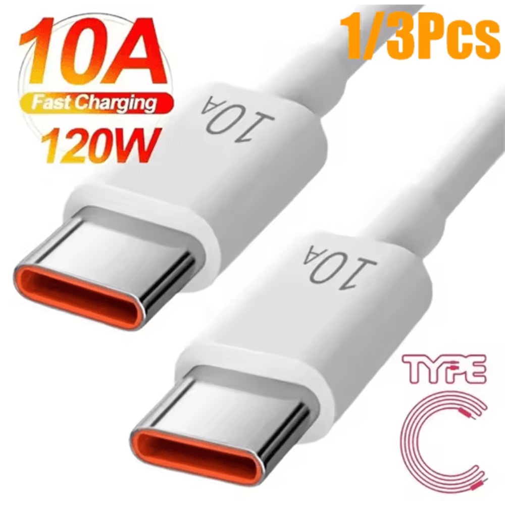 120W Type C To Type C Fast Charging Cable High Speed Data Power Cable 1 3 PCS 0