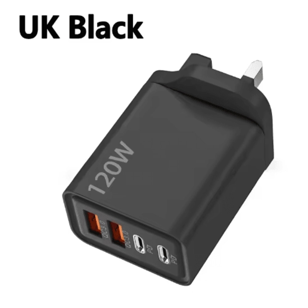 120W 4 Port USB C Fast Charger PD Quick Charge 30 Power Adapter For Phones Tablets 2