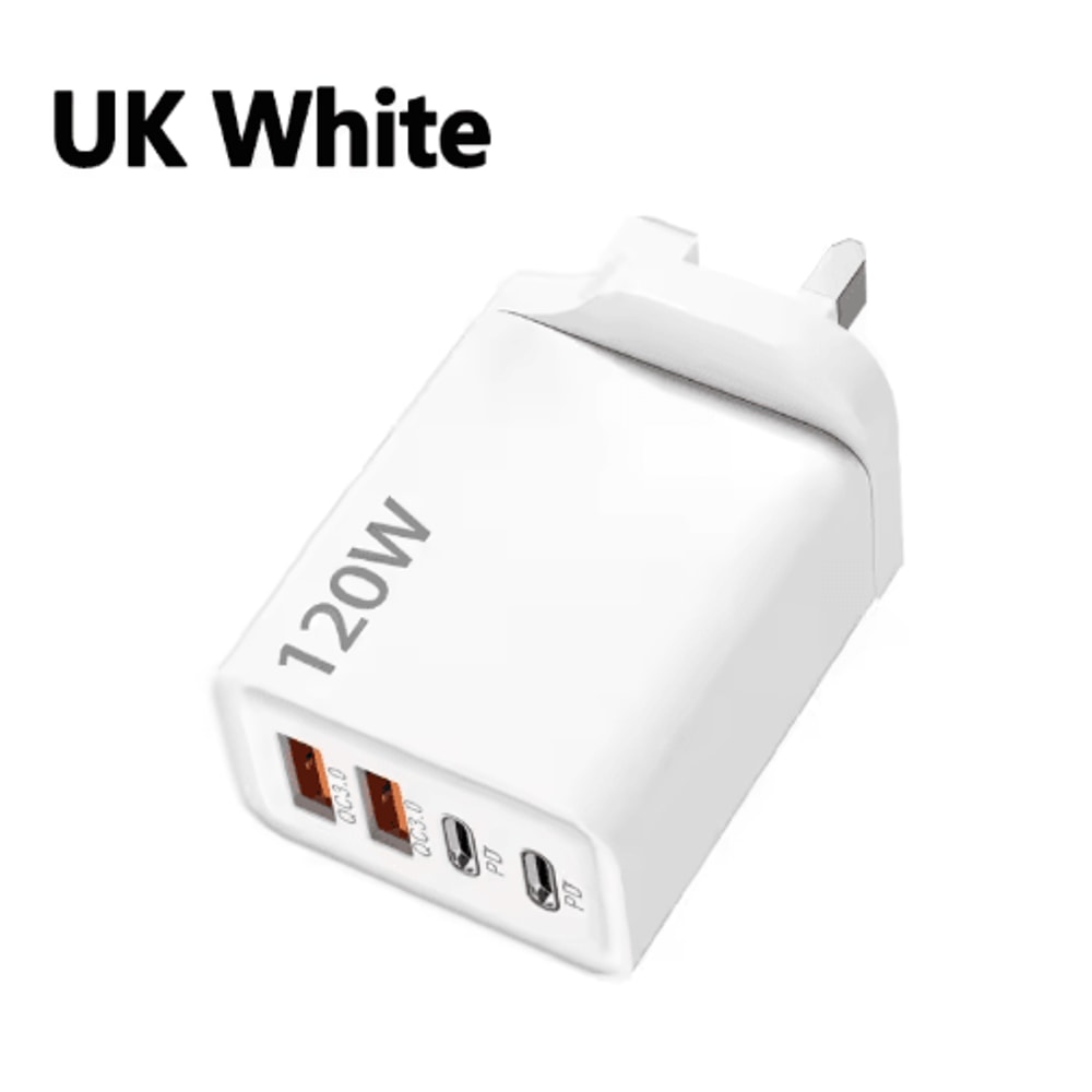 120W 4 Port USB C Fast Charger PD Quick Charge 30 Power Adapter For Phones Tablets 3