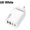 120W 4 Port USB C Fast Charger PD Quick Charge 30 Power Adapter For Phones Tablets 3