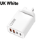 120W 4 Port USB C Fast Charger PD Quick Charge 30 Power Adapter For Phones Tablets 3