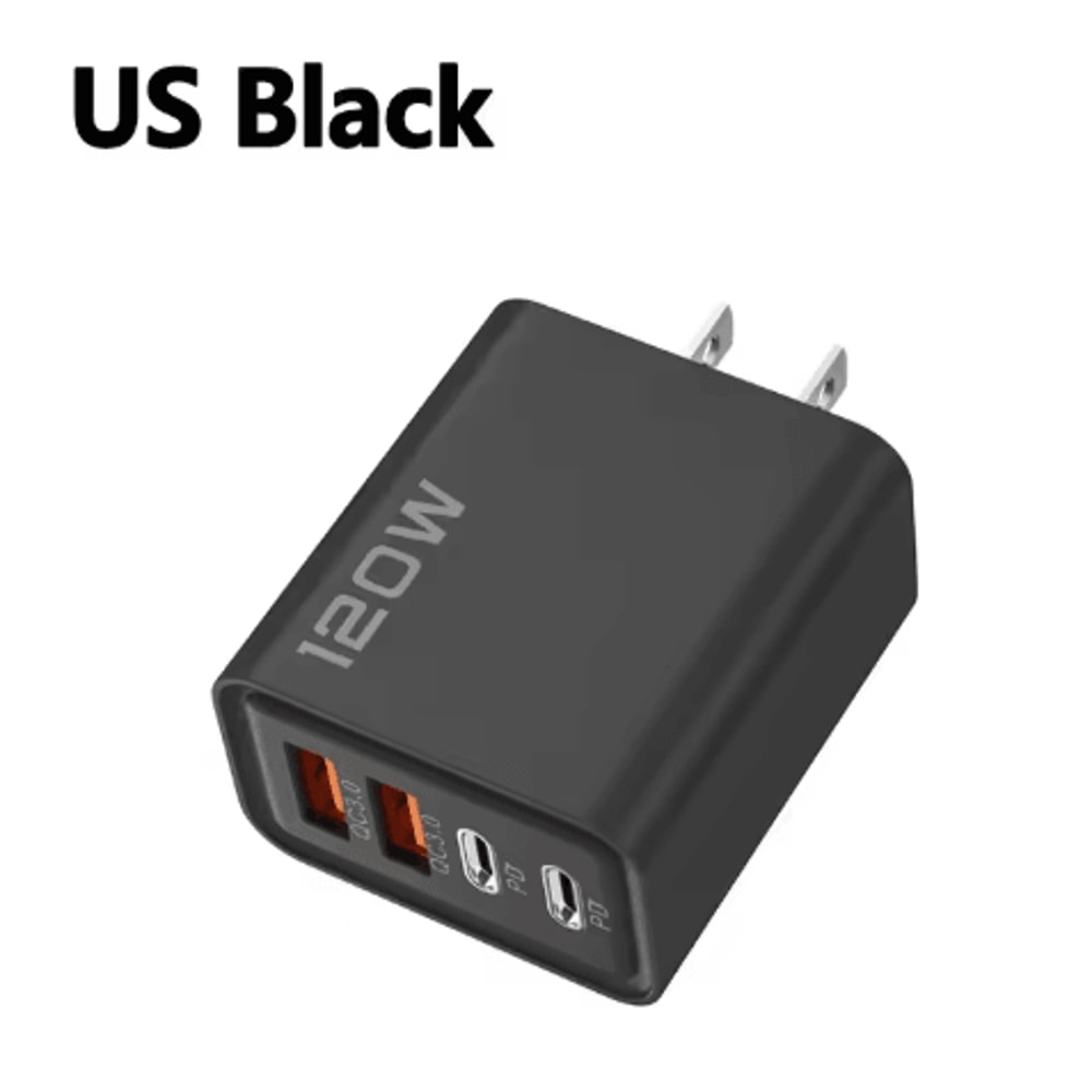 120W 4 Port USB C Fast Charger PD Quick Charge 30 Power Adapter For Phones Tablets 5