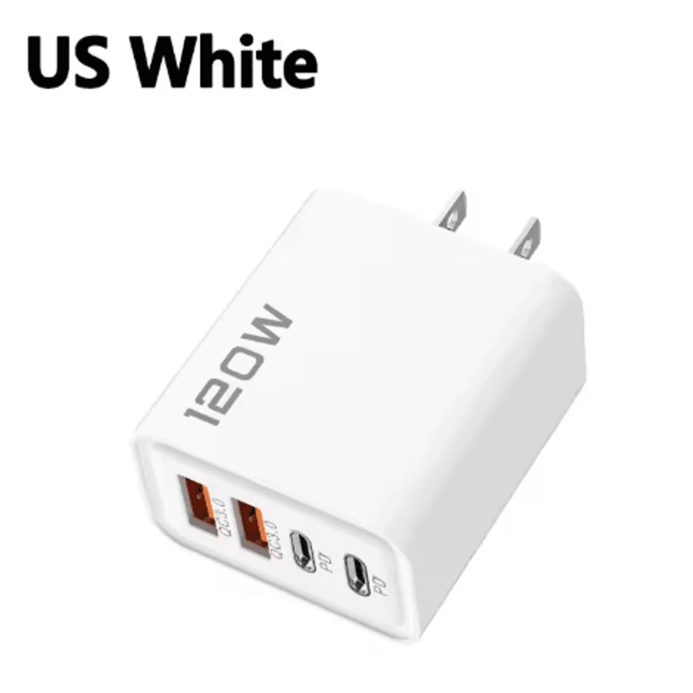 120W 4 Port USB C Fast Charger PD Quick Charge 30 Power Adapter For Phones Tablets 6