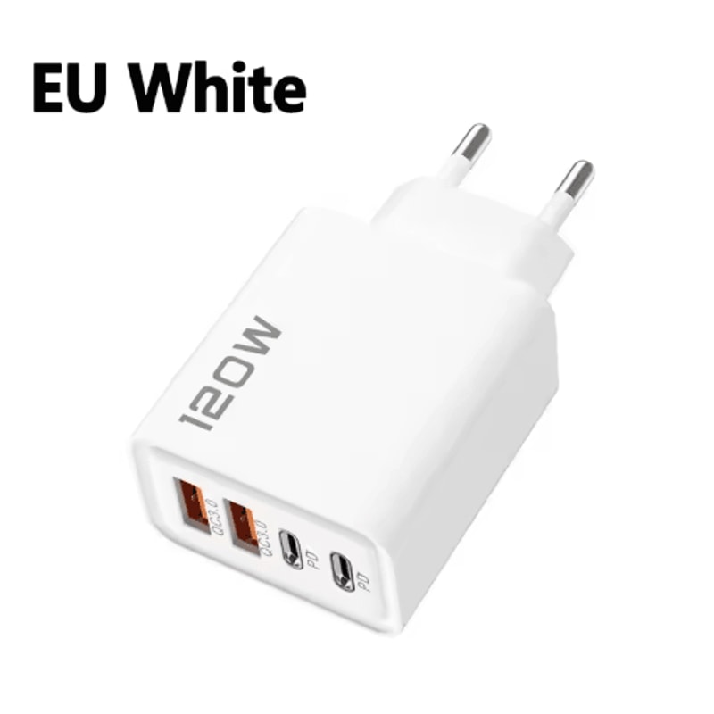 120W 4 Port USB C Fast Charger PD Quick Charge 30 Power Adapter For Phones Tablets 9