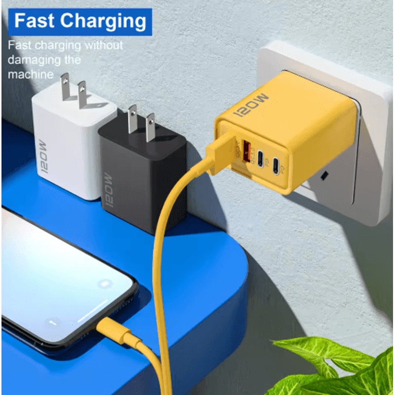 120W 4 Port USB C Fast Charger PD Quick Charge 30 Power Adapter For Phones Tablets 13