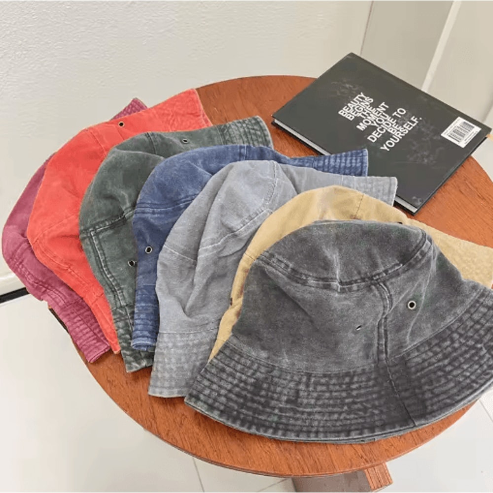 Retro Washed Fisherman Hat Vintage Breathable Bucket Hat For Couples Spring Summer 0