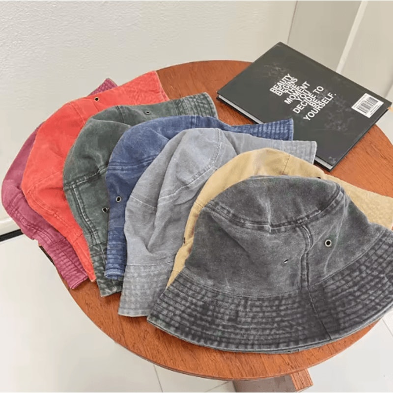 Retro Washed Fisherman Hat Vintage Breathable Bucket Hat For Couples Spring Summer 0