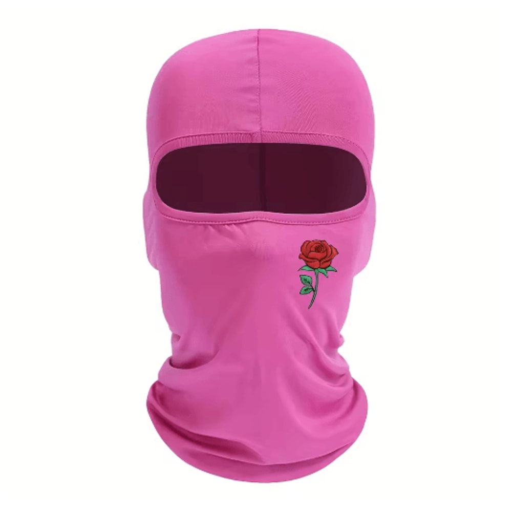 Rose Print Balaclava Ski Mask Windproof Sun Resistant Face Cover For Cycling And Travel 12
