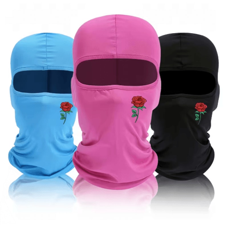 Rose Print Balaclava Ski Mask Windproof Sun Resistant Face Cover For Cycling And Travel 0