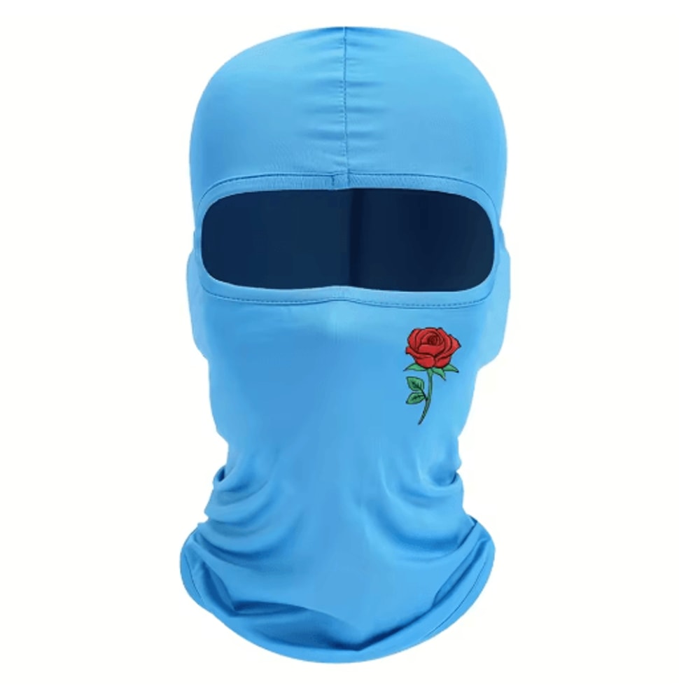 Rose Print Balaclava Ski Mask Windproof Sun Resistant Face Cover For Cycling And Travel 7