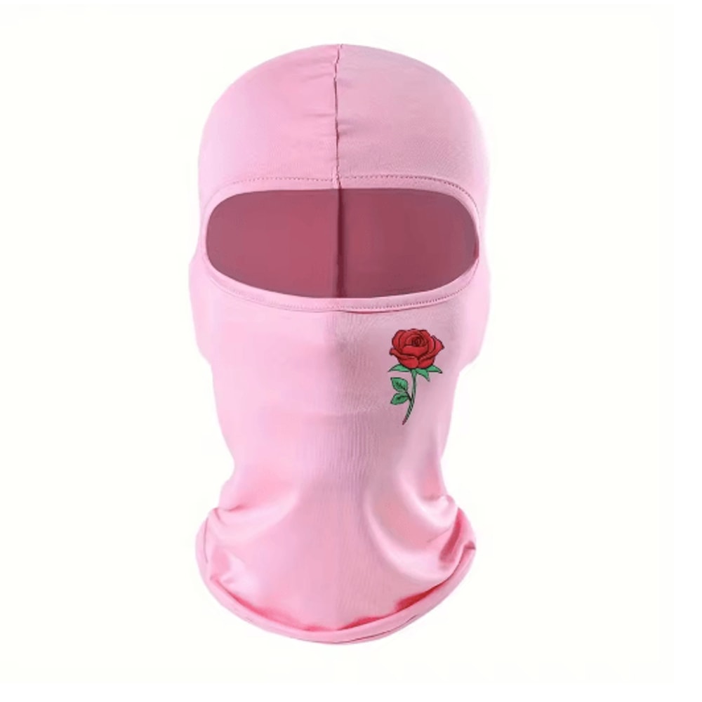 Rose Print Balaclava Ski Mask Windproof Sun Resistant Face Cover For Cycling And Travel 9