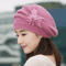 Womens Winter Flower Beret Thick Knitted Wool Hat For Autumn Winter Warmth 5