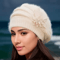 Womens Winter Flower Beret Thick Knitted Wool Hat For Autumn Winter Warmth 0