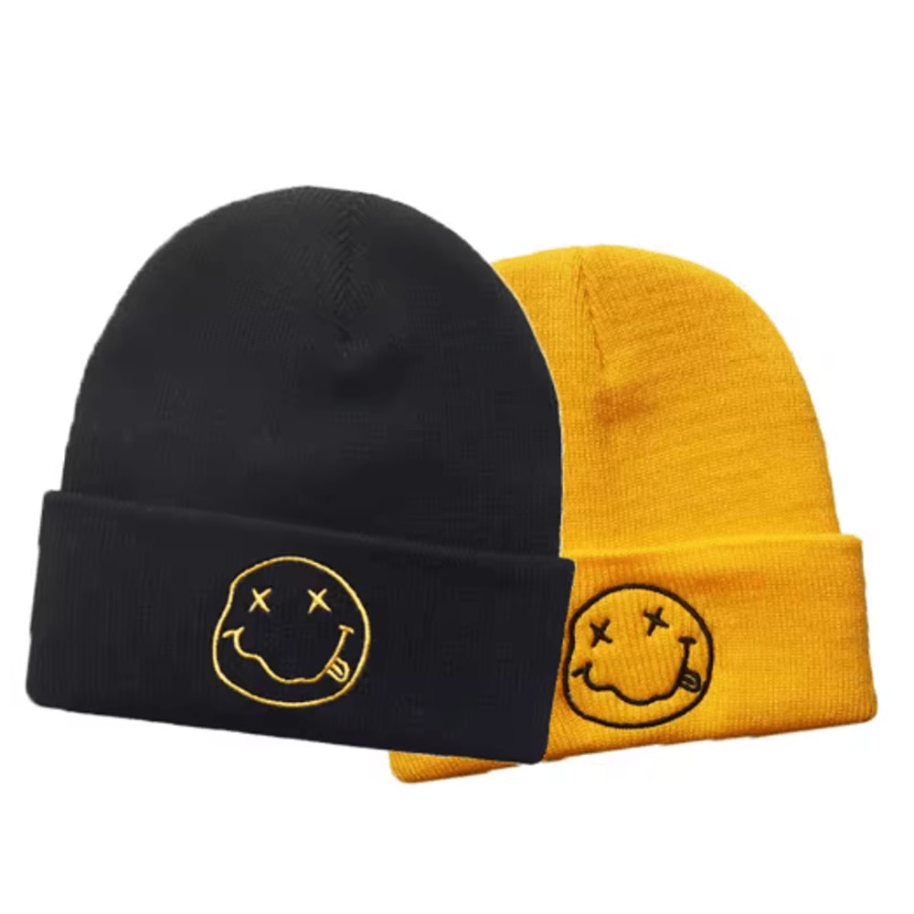Smiling Embroidered Knitted Beanie Unisex Warm Cycling AndSports Winter Hat 0