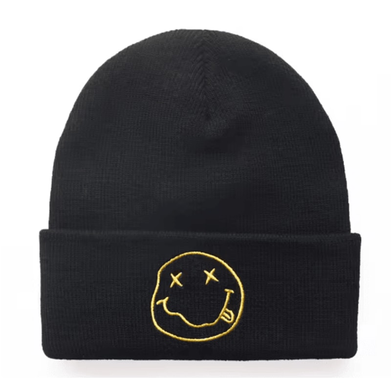 Smiling Embroidered Knitted Beanie Unisex Warm Cycling AndSports Winter Hat 5