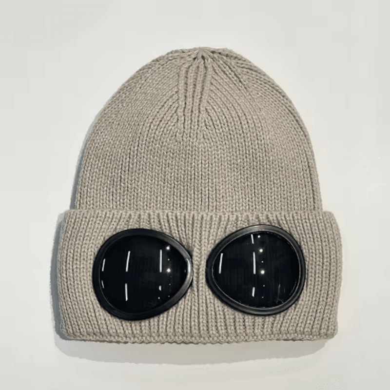 Winter Windproof Knitted Beanie With Glasses Unisex Warm Skull Cap For Outdoor Cold Protection 2