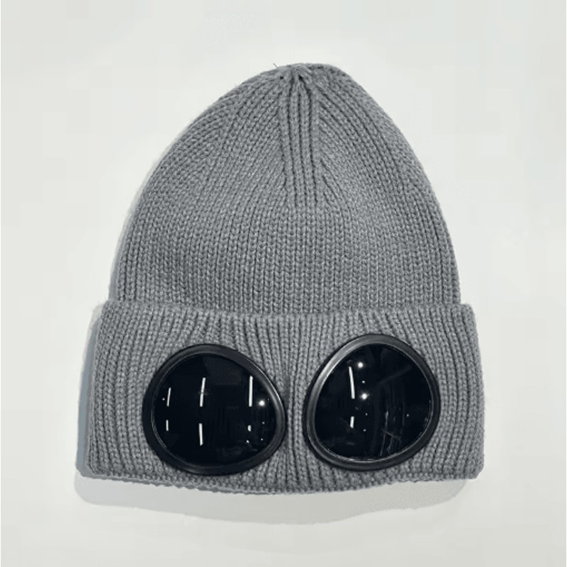 Winter Windproof Knitted Beanie With Glasses Unisex Warm Skull Cap For Outdoor Cold Protection 3