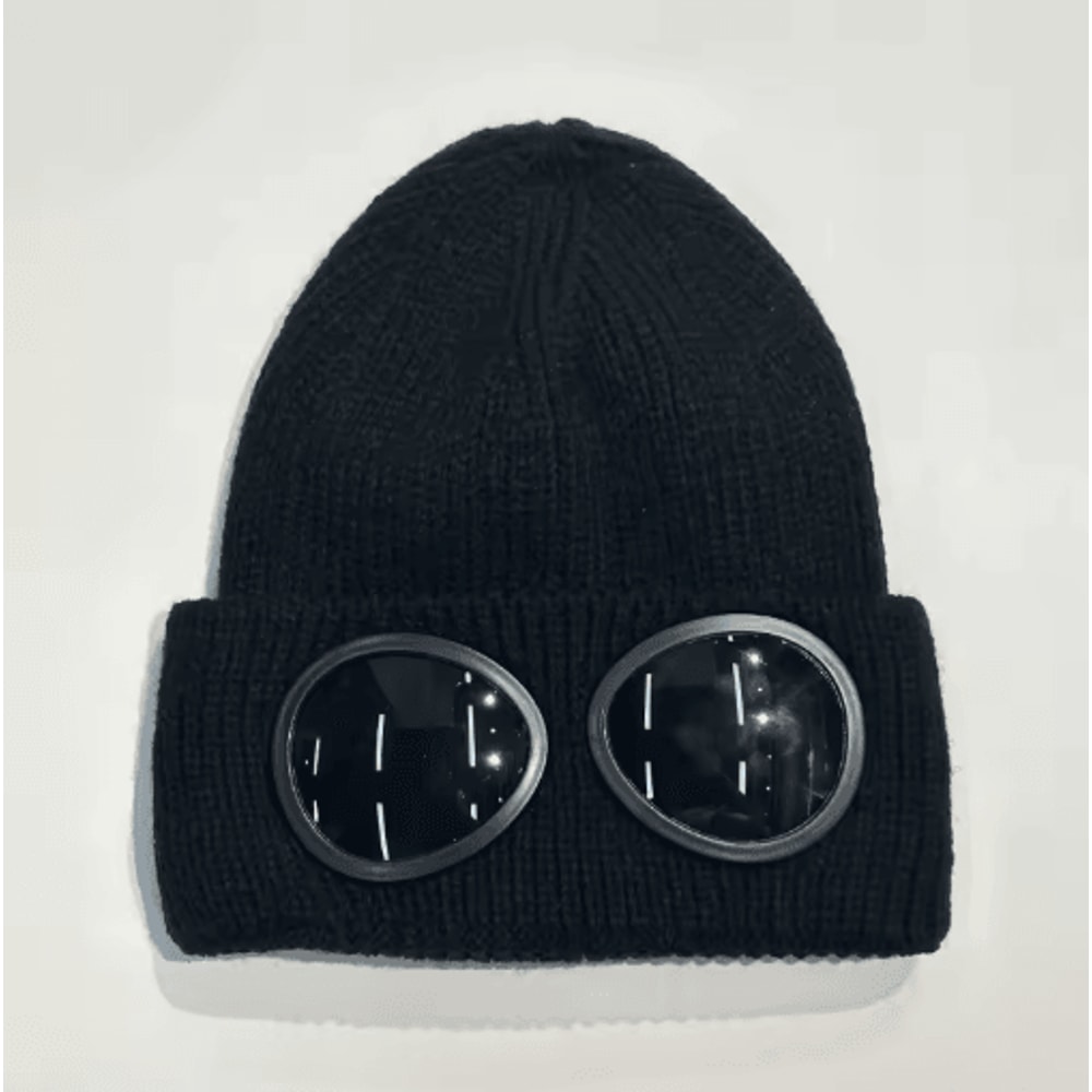 Winter Windproof Knitted Beanie With Glasses Unisex Warm Skull Cap For Outdoor Cold Protection 4