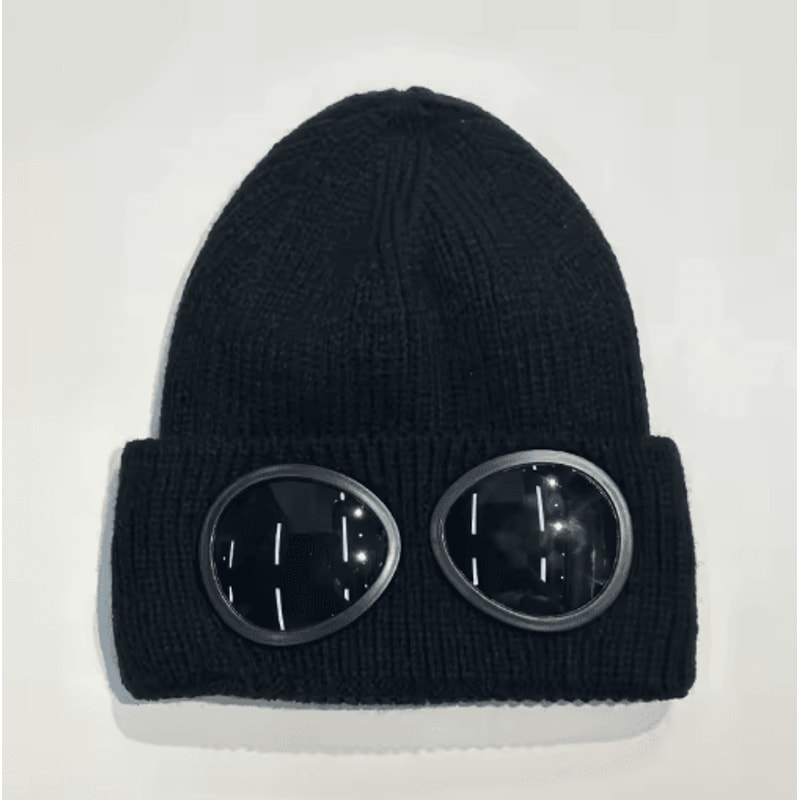 Winter Windproof Knitted Beanie With Glasses Unisex Warm Skull Cap For Outdoor Cold Protection 4