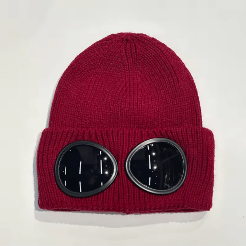 Winter Windproof Knitted Beanie With Glasses Unisex Warm Skull Cap For Outdoor Cold Protection 6