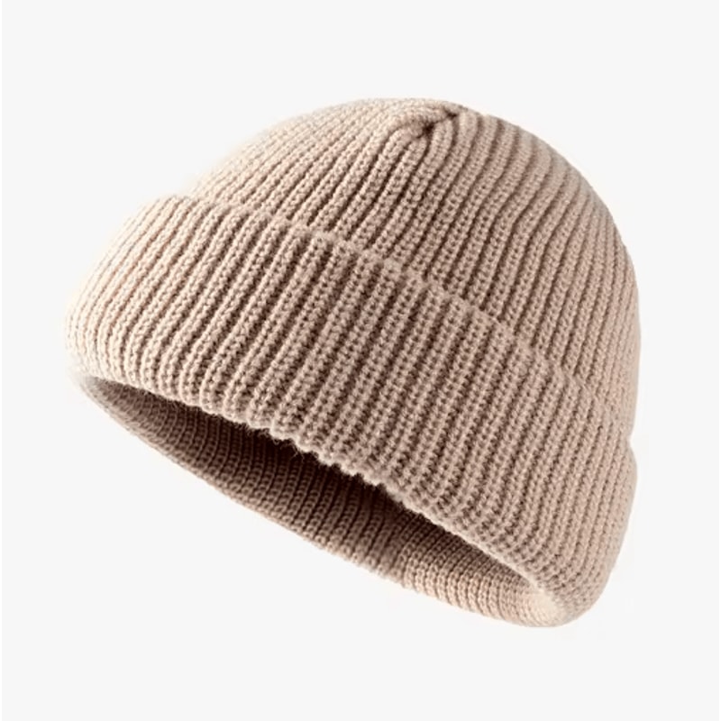 Solid Color Dome Knitted Hat Versatile Melon Leather Style Winter Beanie For Men And Women 11
